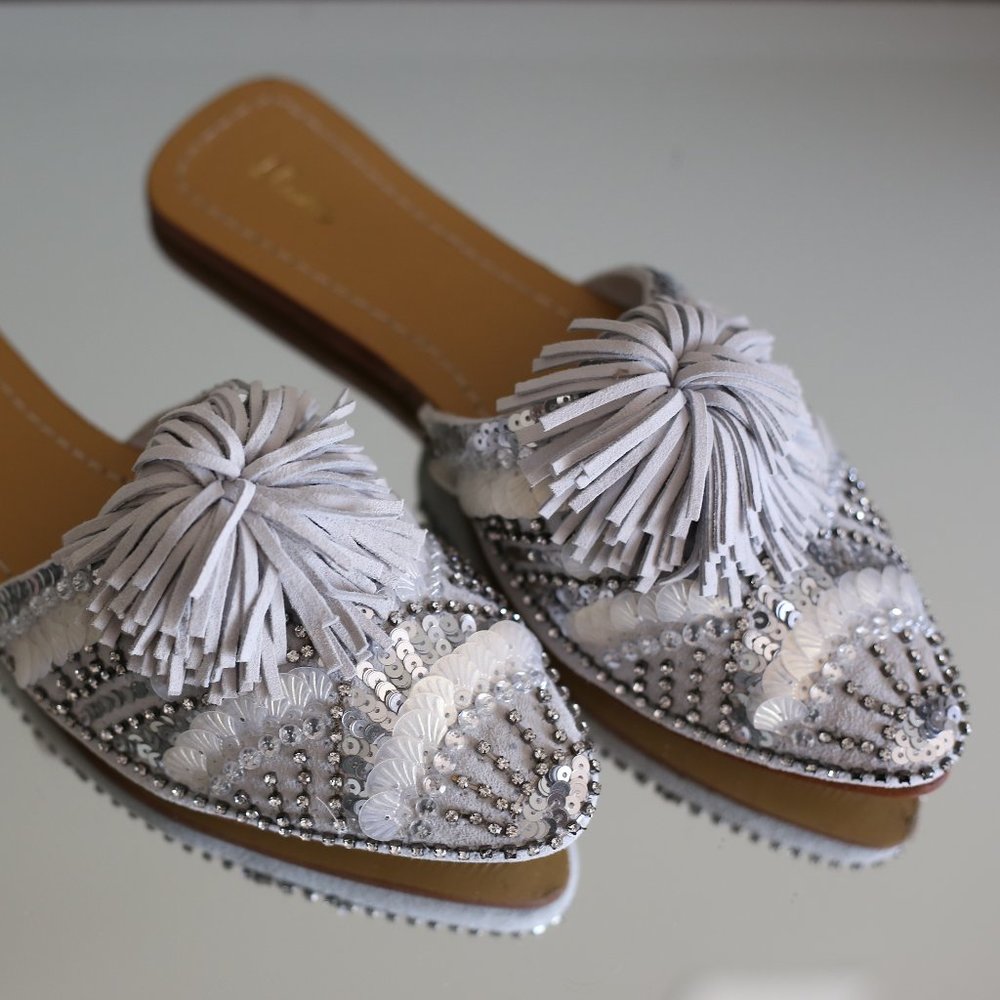 Anthropologie BHLDN Llani Embellished Room Slides